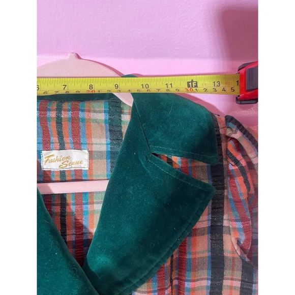 Vintage Women's Fashion Scene Plaid Blazer Jacket Size S Green - Picture 12 of 13